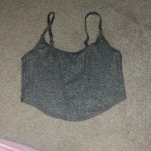 Grey corset top with mesh back